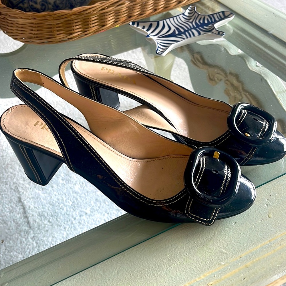 Prada heal black leather